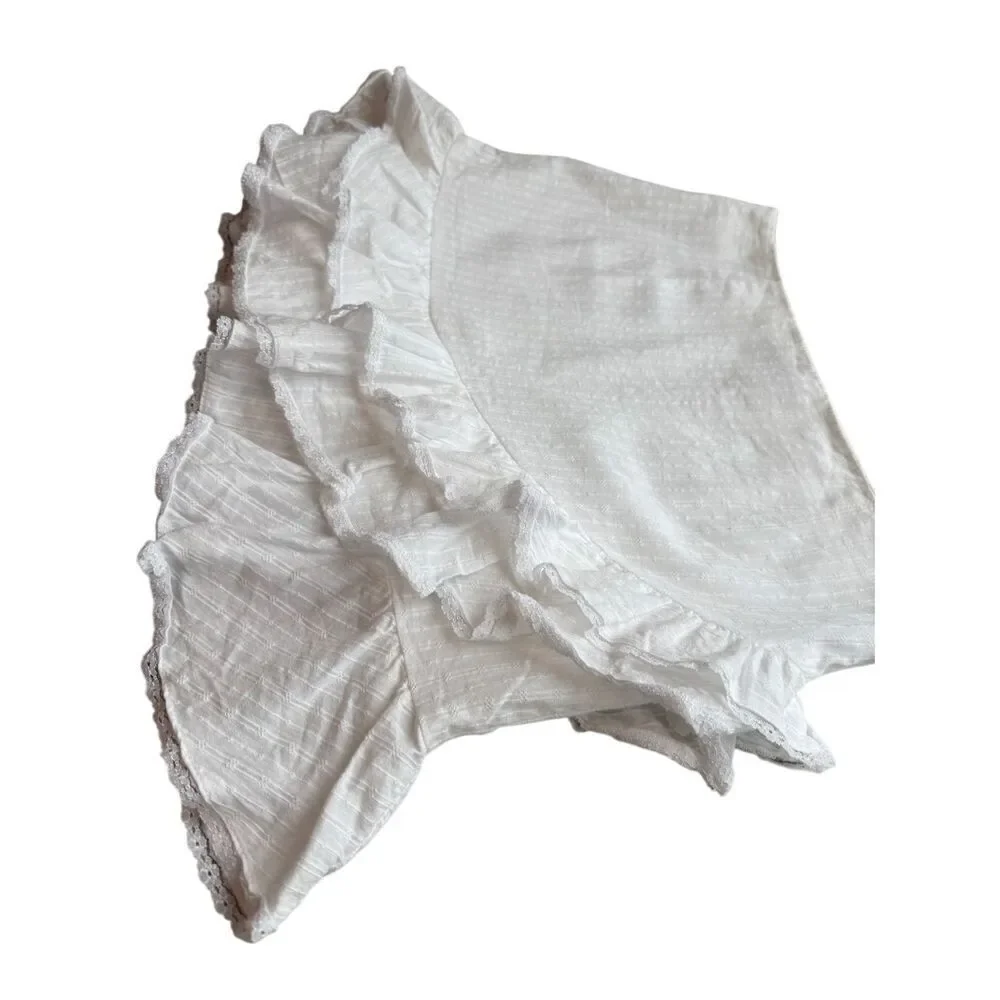 Blue Blush White Ruffled Mini Skirt